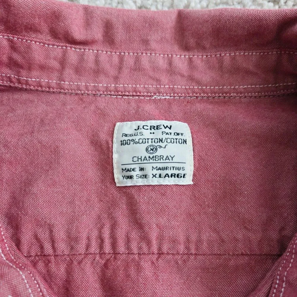J.Crew Shirt Mens XL Pink Chambray Long Sleeve Button Up Workwear Casual